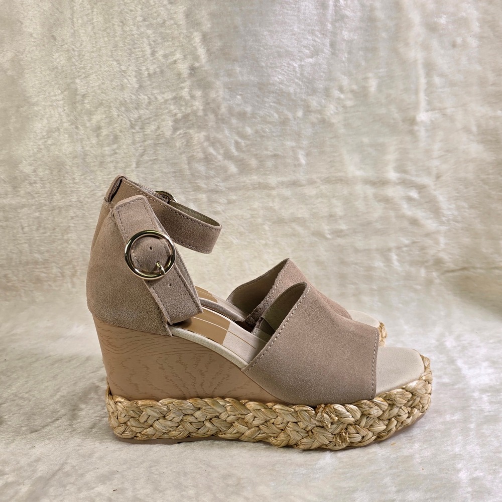 Dolce Vita Oits Wedge Platform Sandals Tan Nude Suede Espadrille Women 9 NEW - Picture 4 of 7